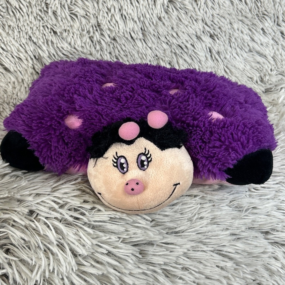 Pillow Pets Pee-Wees Dreamy Ladybug 11" Limited Edition 2010 Retired Soft Purple